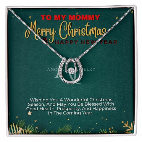 To My Mommy - Merry Christmas - Lucky Horseshoe Necklace