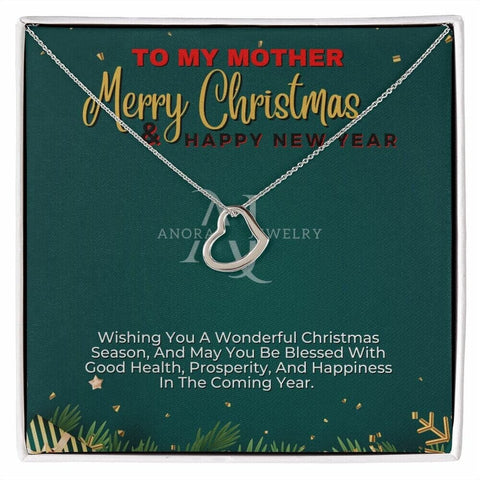 To My Mother - Merry Christmas - Gold Heart Pendant Necklace