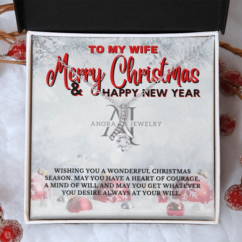To My Wife - Merry Christmas - Petite Ribbon Necklace