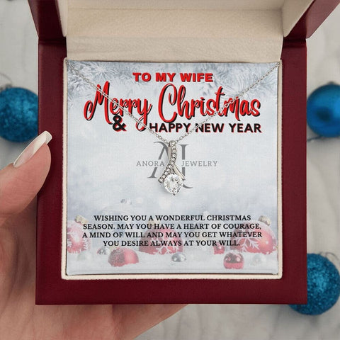 To My Wife - Merry Christmas - Petite Ribbon Necklace