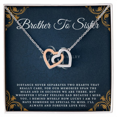 Brother To Sister - 14K Rose Gold Interlocking Heart Necklace