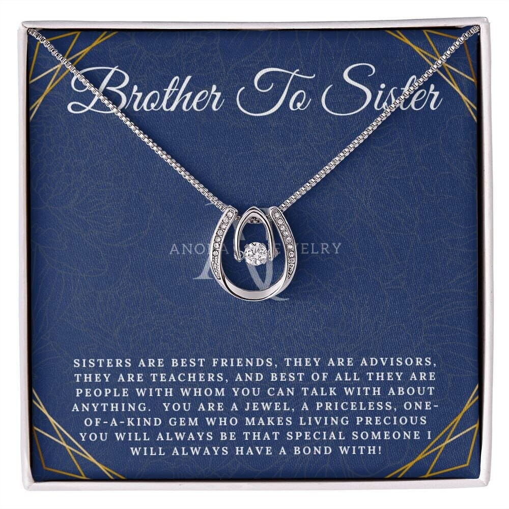 Brother To Sister - 14K White Gold Lucky Charm Horseshoe Necklace