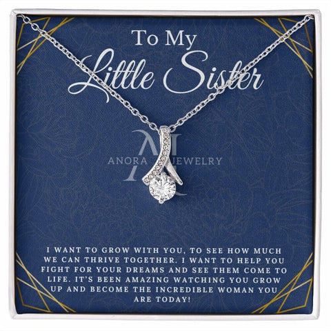 To My Little Sister - Petite Ribbon Necklace