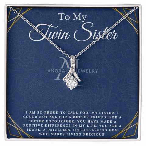 To My Twin Sister - Petite Ribbon Necklace