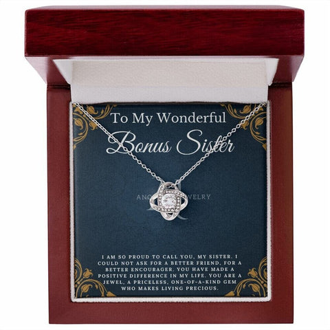 To My Wonderful Bonus Sister - Love Knot Necklace