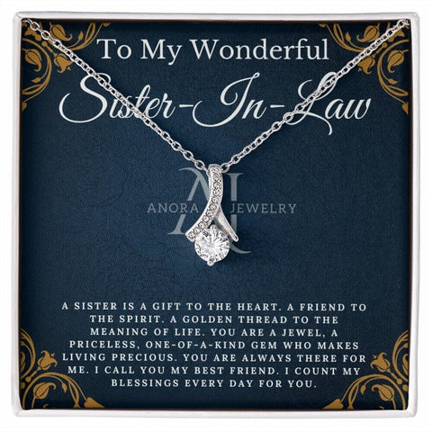 To My Wonderful Sister-In-Law - Petite Ribbon Necklace