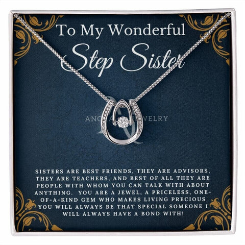 To My Wonderful Stepsister - Lucky Horseshoe Necklace