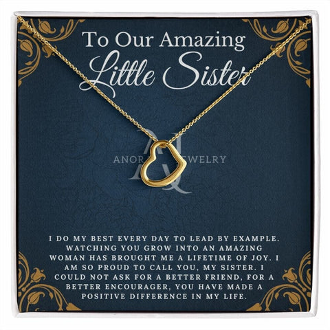 To Our Amazing Little Sister - Gold Heart Pendant Necklace