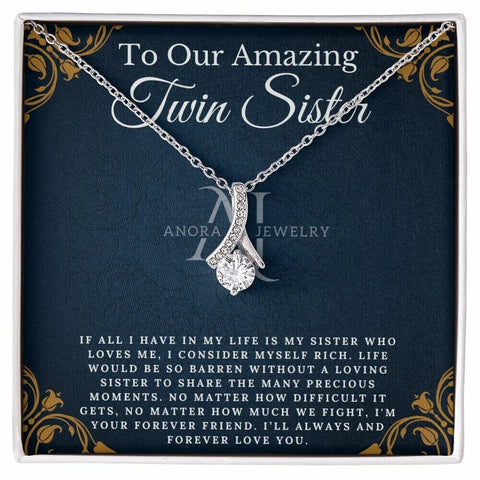 To Our Amazing Twin Sister - Petite Ribbon Necklace