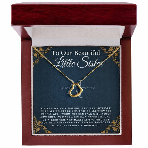 To Our Beautiful Little Sister - Gold Heart Pendant Necklace