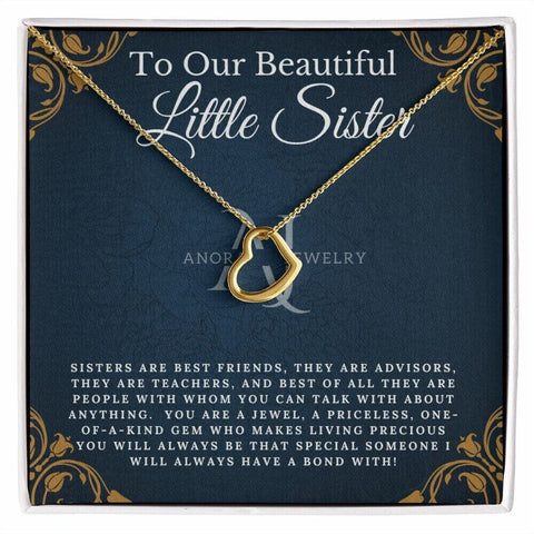 To Our Beautiful Little Sister - Gold Heart Pendant Necklace