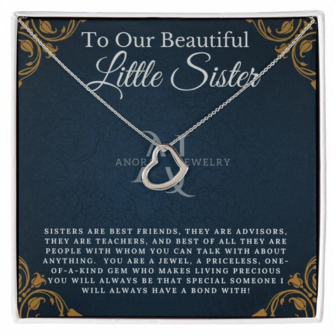 To Our Beautiful Little Sister - Gold Heart Pendant Necklace
