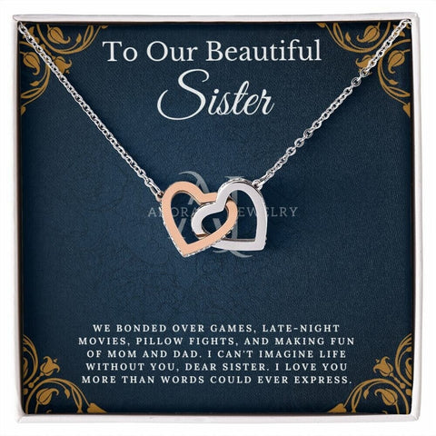 To Our Beautiful Sister - Interlocking Heart Necklace