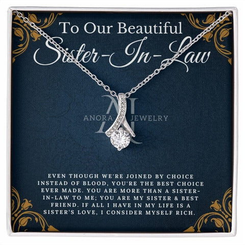 To Our Beautiful Sister-In-law - Petite Ribbon Necklace
