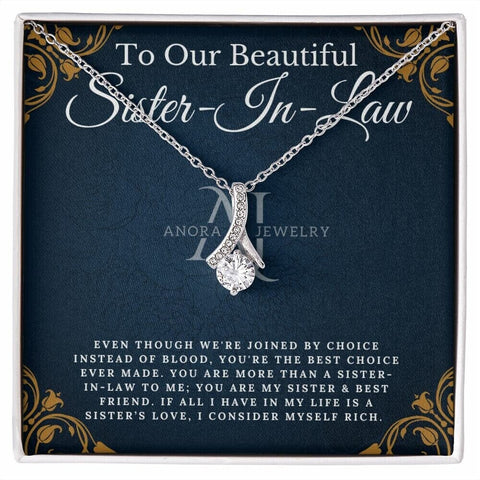 To Our Beautiful Sister-In-Law - Petite Ribbon Necklace