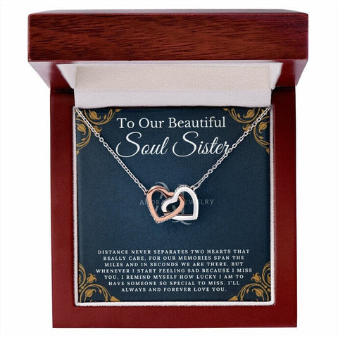 To Our Beautiful Soul Sister - Interlocking Heart Necklace