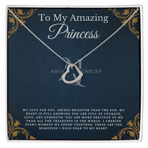 To My Amazing Princess - Gold Heart Pendant Necklace