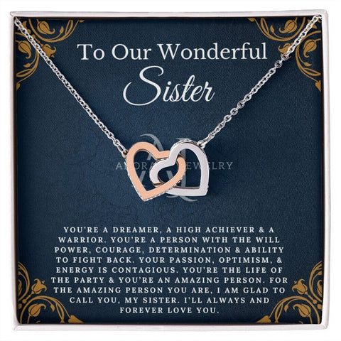 To Our Wonderful Sister - Interlocking Heart Necklace