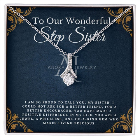 To Our Wonderful Stepsister - Petite Ribbon Necklace