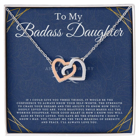 To My Badass Daughter - Interlocking Heart Necklace