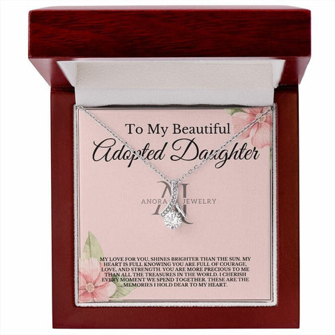 To My Beautiful Adopted Daughter - Petite Ribbon Necklace