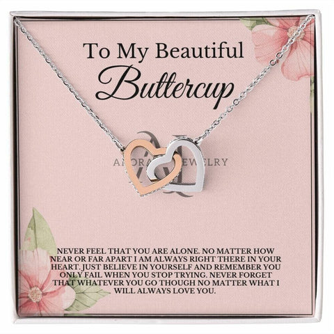 To My Beautiful Buttercup - Interlocking Heart Necklace