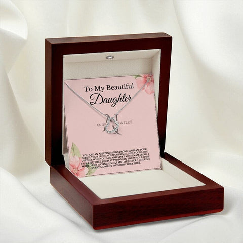 To My Beautiful Daughter - Gold Heart Pendant Necklace