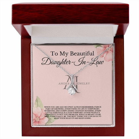 To My Beautiful Daughter-In-Law - Petite Ribbon Necklace