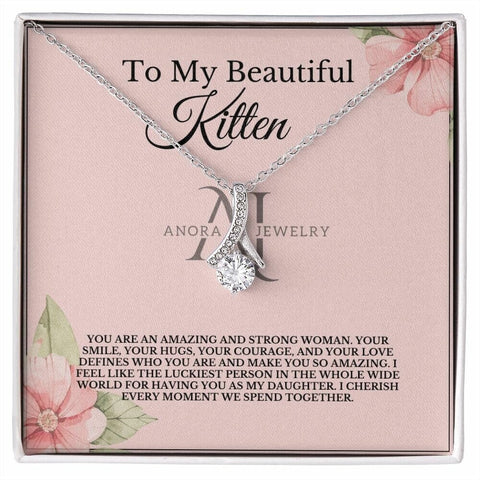 To My Beautiful Kitten - Petite Ribbon Necklace