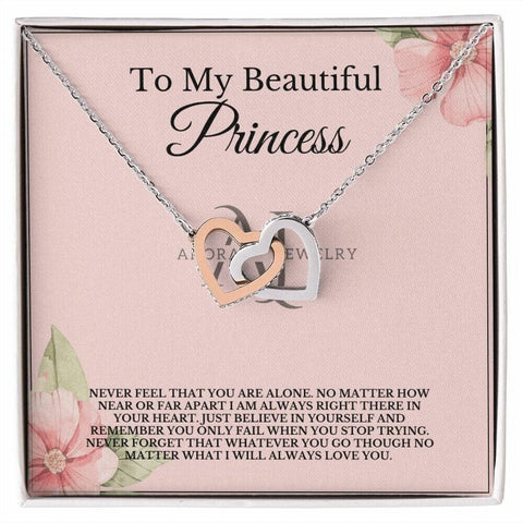 To My Beautiful Princess - Interlocking Hearts Necklace