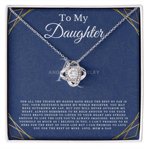 To My Daughter - From Mom & Dad - Love Knot Necklace