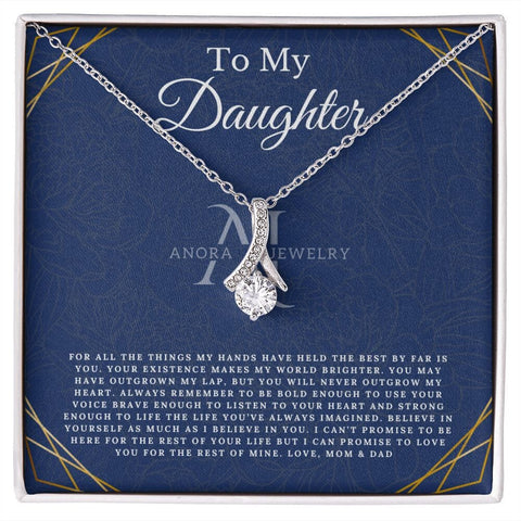 To My Daughter - From Mom & Dad - Petite Ribbon Necklace