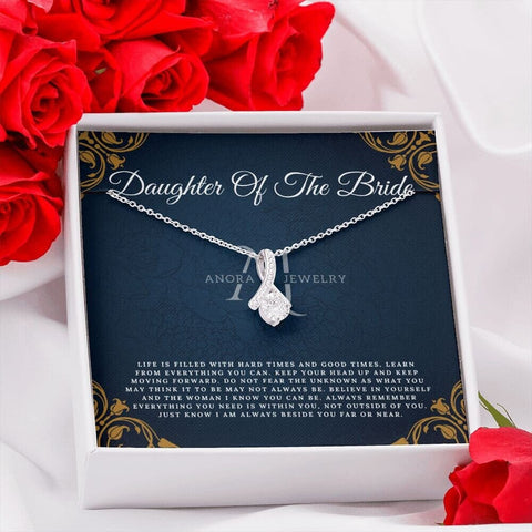 Daughter Of The Bride - 14K Gold Petite Ribbon Necklace