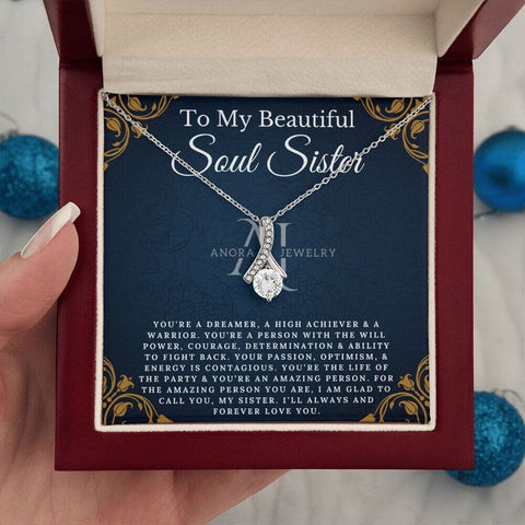 To My Beautiful Soul Sister - Petite Ribbon Necklace