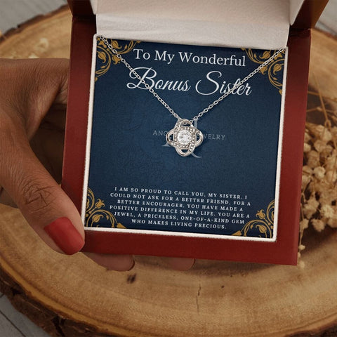 To My Wonderful Bonus Sister - Love Knot Necklace