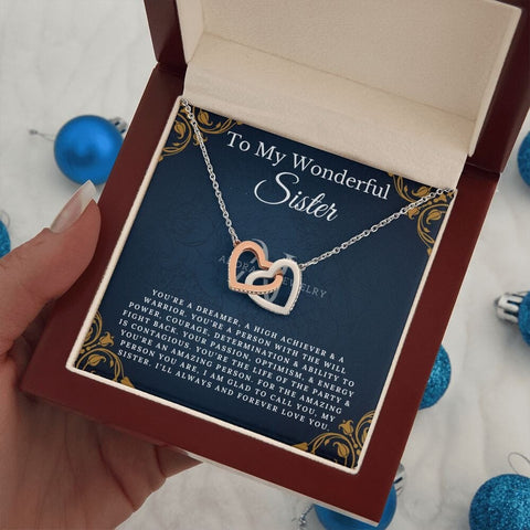 To My Wonderful Sister - Interlocking Heart Necklace