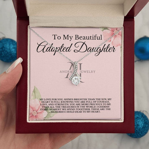 To My Beautiful Adopted Daughter - Petite Ribbon Necklace