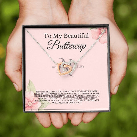 To My Beautiful Buttercup - Interlocking Heart Necklace