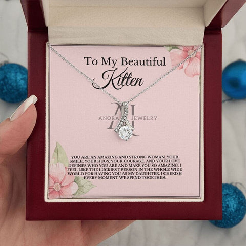 To My Beautiful Kitten - Petite Ribbon Necklace