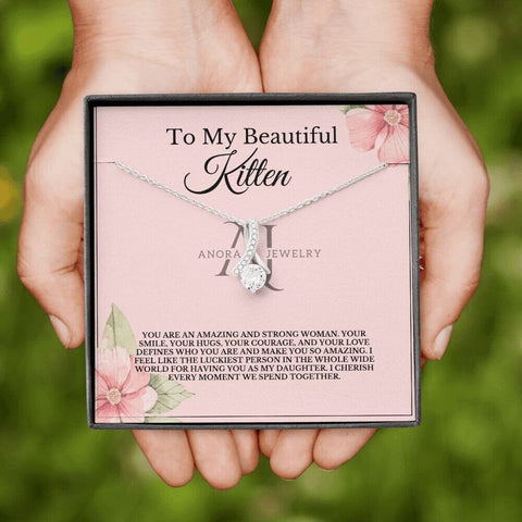 To My Beautiful Kitten - Petite Ribbon Necklace