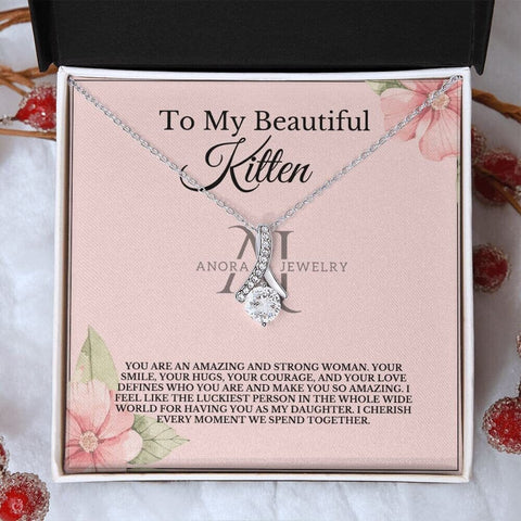 To My Beautiful Kitten - Petite Ribbon Necklace