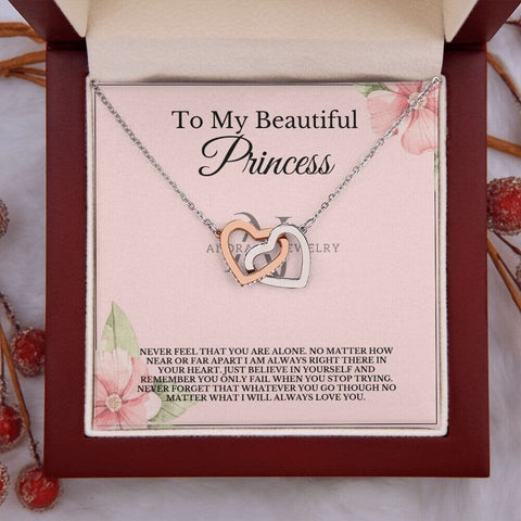 To My Beautiful Princess - Interlocking Hearts Necklace