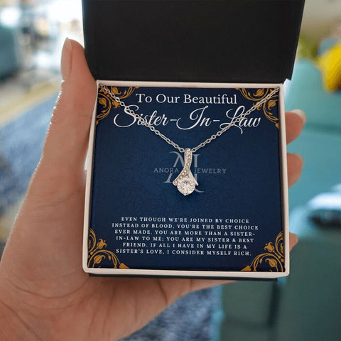 To Our Beautiful Sister-In-law - Petite Ribbon Necklace