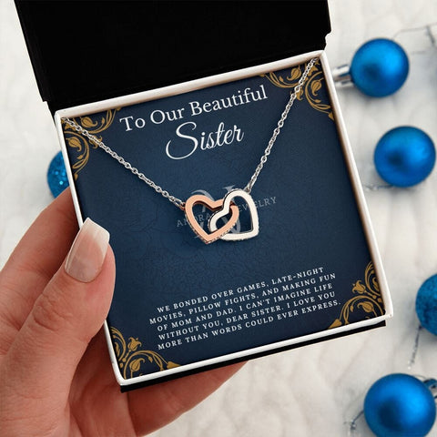 To Our Beautiful Sister - Interlocking Heart Necklace