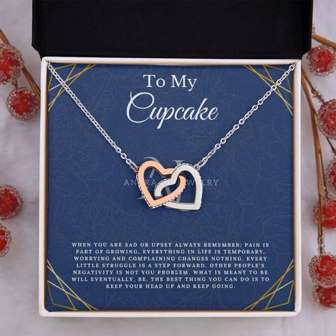 To My Cupcake - Interlocking Heart Necklace