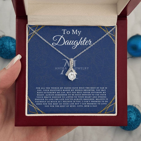 To My Daughter - From Mom & Dad - Petite Ribbon Necklace