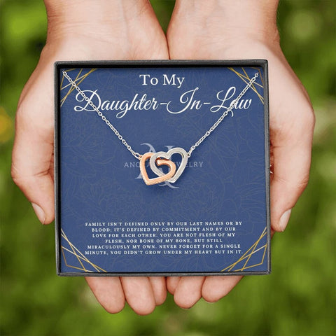 To My Daughter-In-Law - Interlocking Heart Necklace