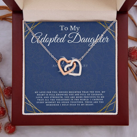 To My Adopted Daughter - Interlocking Heart Necklace