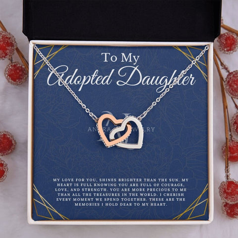 To My Adopted Daughter - Interlocking Heart Necklace