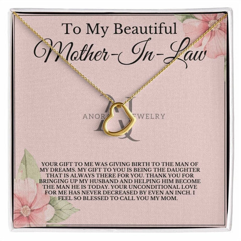 To My Beautiful Mother-In-Law - Gold Heart Pendant Necklace